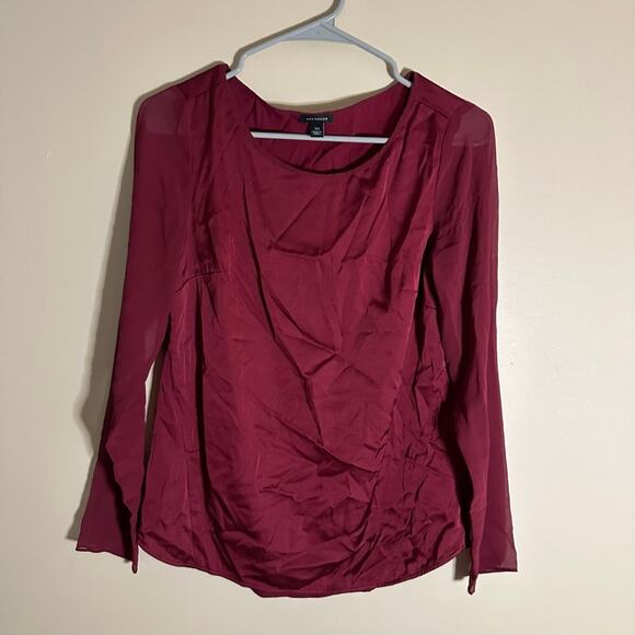 Ann Taylor XS Red Long Sleeve Blouse - Picture 2 of 4